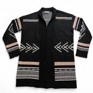 Dex Black and Tan Geometric Cardigan